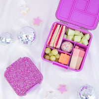 Montii Bento Style Lunchbox - Montii Bento Five - Magenta Glitter - Montii Glitter Lunchbox NZ