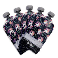 Pack of 5 of the Unicorn design of Swish Reusable Food Pouches - Reusable Food Pouches NZ