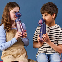 Two children holding and using the BBox Harry Potter Drink Bottles against a blue background
