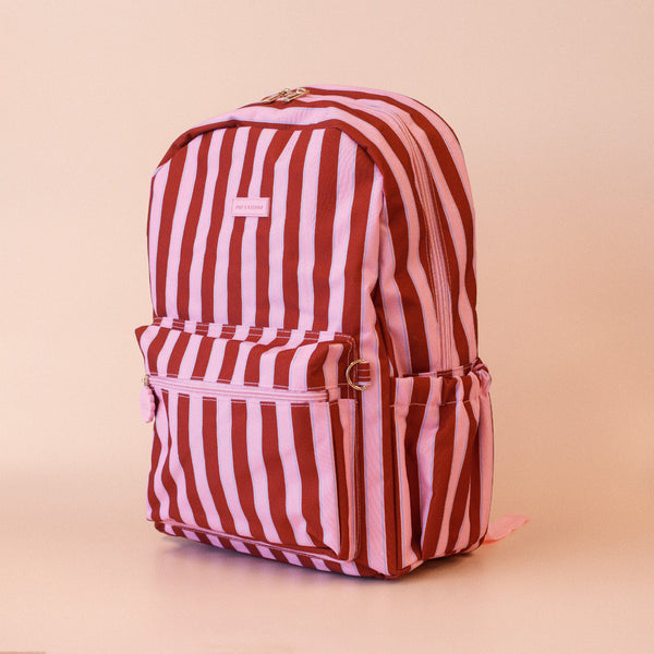 Fox & Fallow Burgundy Stripe Backpack - Fox and Fallow School Bags NZ