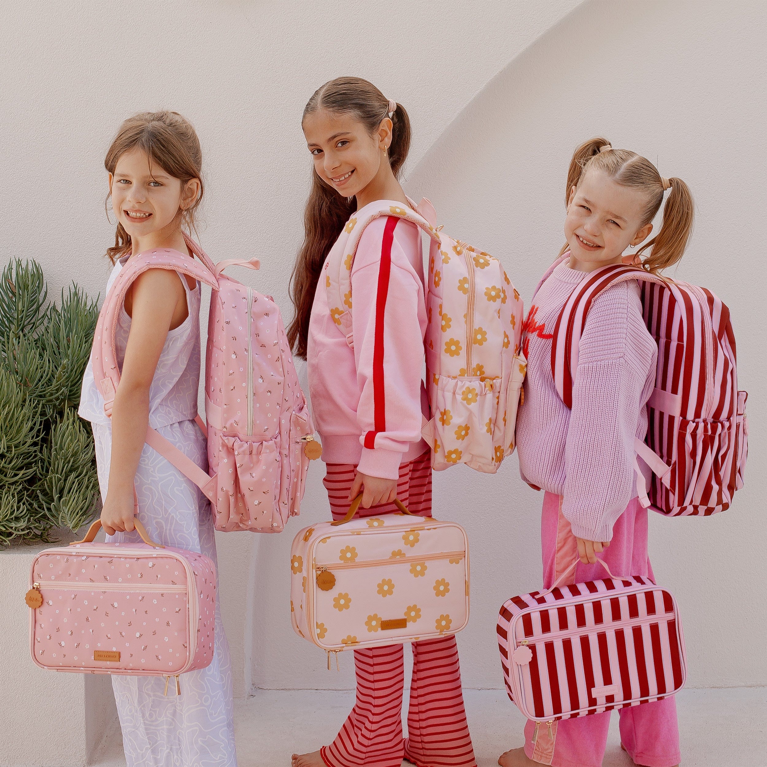 Fox & Fallow Burgundy Stripe Backpack - Fox and Fallow School Bags NZ