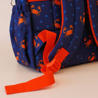 Fox and Fallow King Crabs Backpack for Kids showing the straps