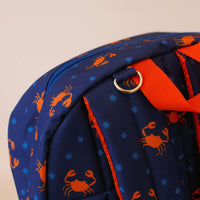 Fox and Fallow King Crabs Backpack for Kids showing the top of the backpack