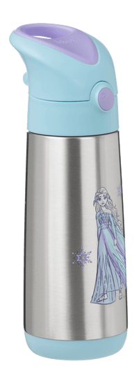 Stainless steel water bottle with Elsa from Frozen design on a white background - BBox Frozen Drink Bottle