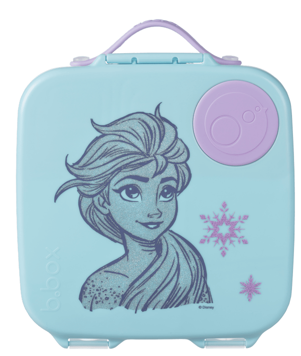 Children's lunch box with Elsa from Frozen on a light blue background