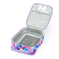 Montii Co Candy Clouds kids lunch bag showing insulated interior with aluminum lining