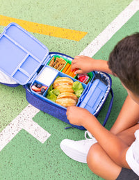 Lunchbox open shown inside a Montii Large Insulated Lunchbag