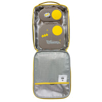 BBox Batman Flexi Insulated Lunchbag showed holding the BBox Mini Lunchbox and the Snack box - BBox NZ