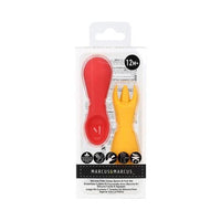 Silicone Palm Grasp Spoon & Fork Set Red & Yellow Marcus & Marcus Cutlery