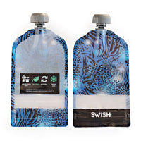 Swish Reusable Food Pouches - Swish Blue Animal Print Pack of Reusable Yoghurt Pouches NZ