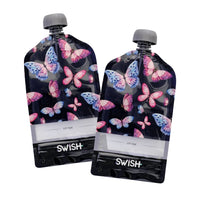 Pack of 2 of the Butterflies design of Swish Reusable Food Pouches - Reusable Food Pouches NZ