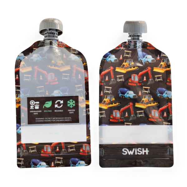 Swish Reusable Food Pouches - Swish Construction Pack of Reusable Yoghurt Pouches NZ