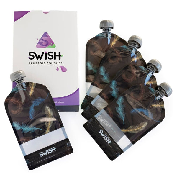 Swish Reusable Food Pouches - Swish Feathers Pack of Reusable Yoghurt Pouches NZ