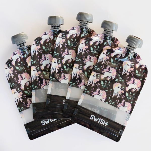 Swish Reusable Food Pouches - Swish Unicorn Pack of Reusable Yoghurt Pouches NZ