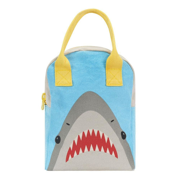 Fluf Organic Cotton Zip Lunch Bag Shark Fluf Lunchbag