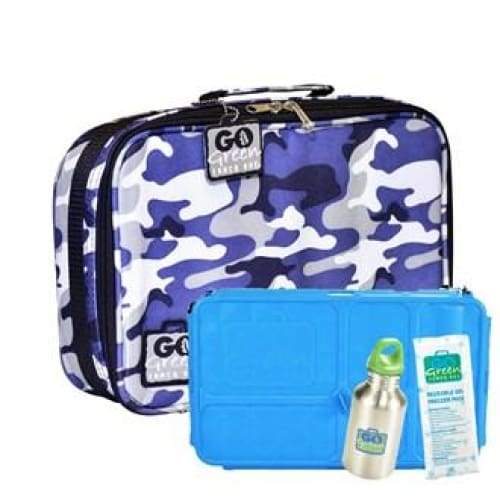 Go Green Lunchset Blue Camo Blue Box Go Green lunchbox