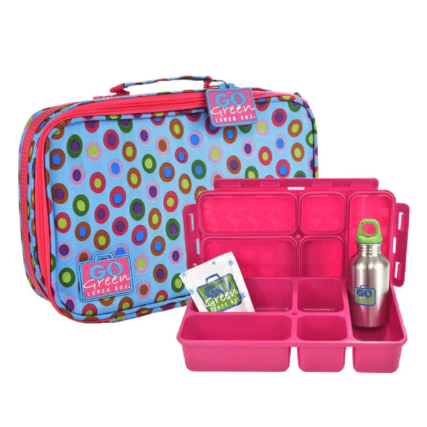 Go Green Large Lunchbox Pink with Confetti Insulated Lunchbag