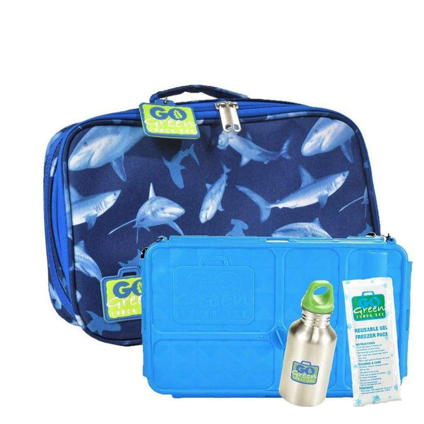 Go Green Lunchset Shark Frenzy Blue Box Go Green lunchbox