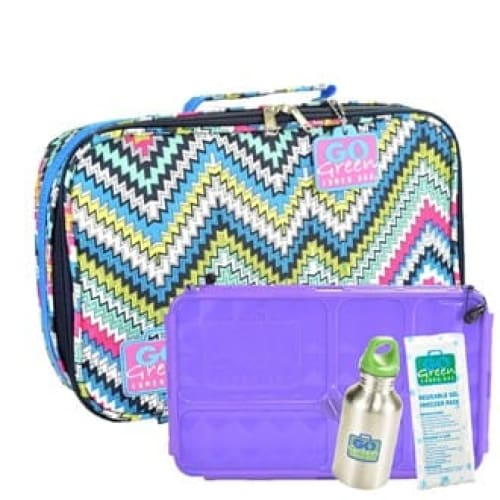 Go Green Lunchset Zig Zag Purple Box Go Green lunchbox