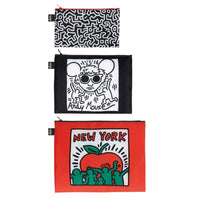 Loqi Zip Pocket (Set Of 3) Museum Collection Keith Haring Loqi Reusable Storage Bags