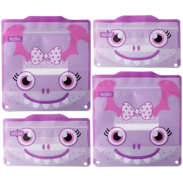 Russbe Reusable Sandwich / Snack Bags 4 pack Purple Monster Default Russbe Reusable Snack Bags