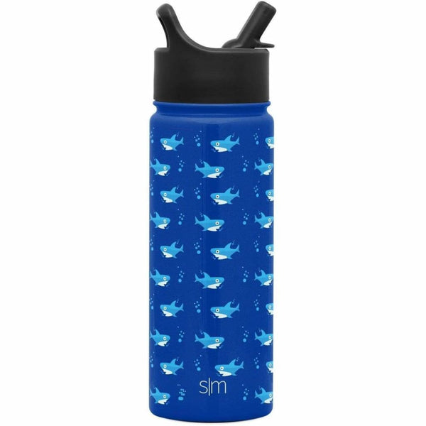 Simple Modern Summit Kids Water Bottle with Straw & Sipper Lid 532ml - Shark Bite Simple Modern Stainless Steel Water Bottle