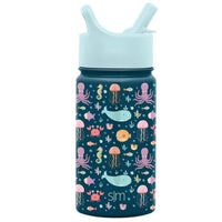 Summit Kids Insulated Stainless Steel Water Bottle with Straw Lid 14oz (400ml) Under the Sea Simple Modern Stainless Steel Water Bottle