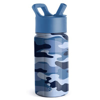 Summit Kids Insulated Stainless Steel Water Bottle with Straw Lid 14oz (400ml) Blue Camo Simple Modern Stainless Steel Water Bottle